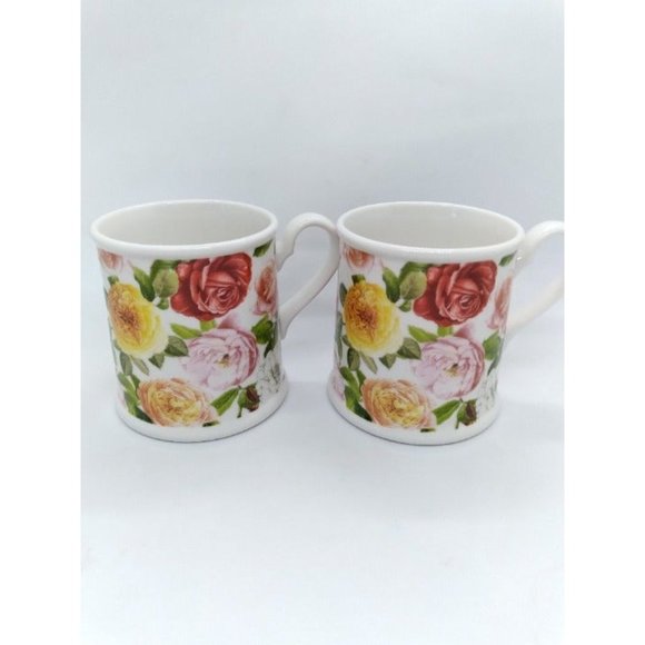 Set of 2 Rose Bouquet pattern mugs by Portmerion HTF discontinued - Picture 2 of 8